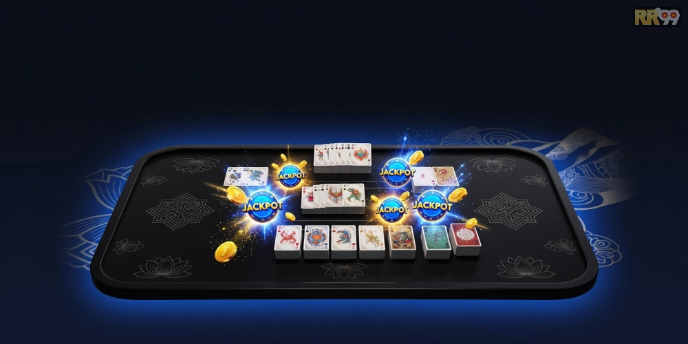 Khái niệm game bài nổ hũ rr99 được minh họa qua giao diện chơi hấp dẫn và phần thưởng jackpot lớn