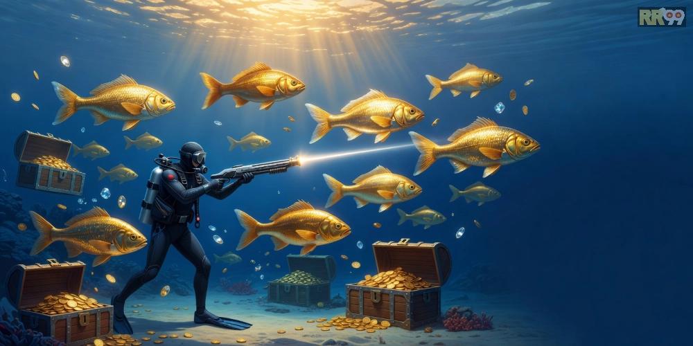 Trải nghiệm săn cá vàng lấp lánh trong game bắn cá online rr99 với phần thưởng hấp dẫn