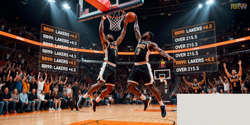 Hình ảnh minh họa cá cược bóng rổ NBA trên nền tảng rr99 với không khí sôi động.